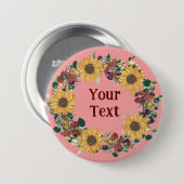Elegante Sonnenblumenblume Wreath Lapel Pin Button (Vorne & Hinten)