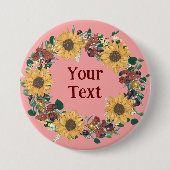 Elegante Sonnenblumenblume Wreath Lapel Pin Button (Vorderseite)