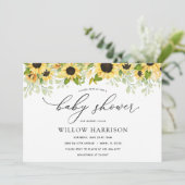 Elegante Sonnenblumendusche Einladung (Stehend Vorderseite)