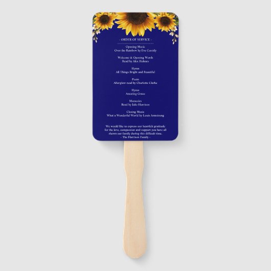 Elegante Sonnenblumenfeier Fächer (Rückseite)