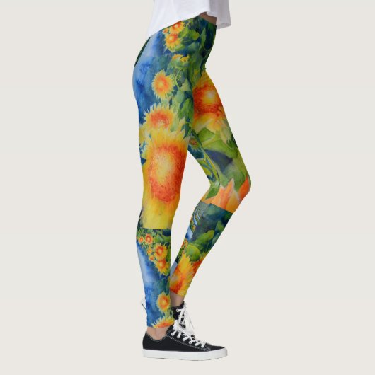 Elegante Sonnenblumenfelder Leggings (Rechts)