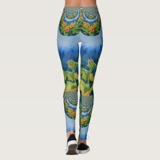 Elegante Sonnenblumenfelder Leggings (Rückseite)