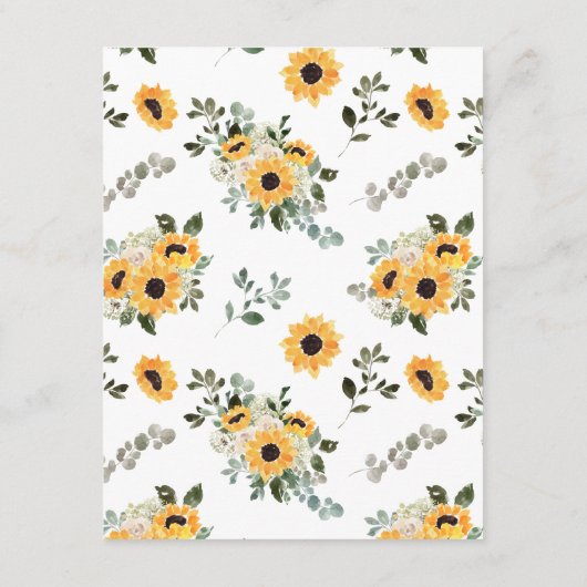 Elegante Sonnenblumengrün Details Hochzeiten Begleitkarte (Rückseite)