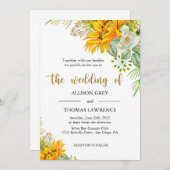 Elegante Sonnenblumenhochzeit Einladung (Vorne/Hinten)