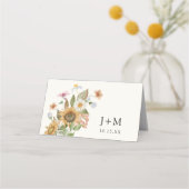 Elegante Sonnenblumenhochzeit Platzkarte (Rückseite)