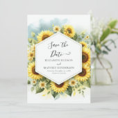 Elegante Sonnenblumenhochzeit Save The Date (Stehend Vorderseite)