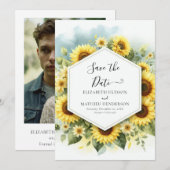 Elegante Sonnenblumenhochzeit Save The Date (Vorne/Hinten)