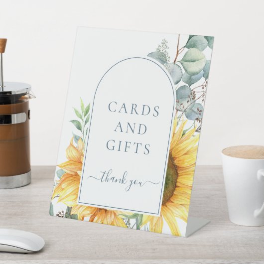 Elegante Sonnenblumenkarten und Brautparty Sockelschild (In SItu)