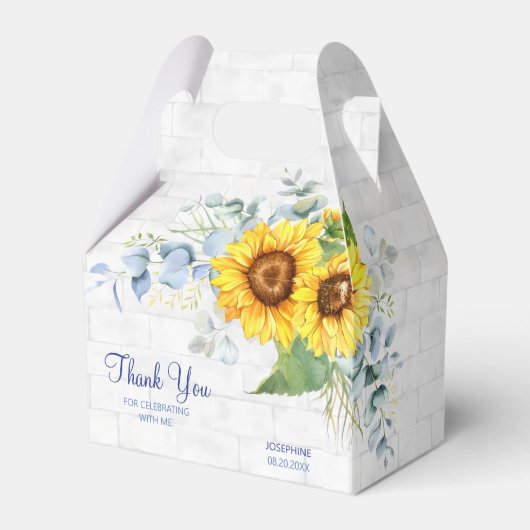 Elegante Sonnenblumenmauer Brick Floral Geburtstag Geschenkschachtel (Rückseite)