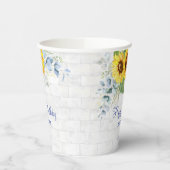 Elegante Sonnenblumenmauer Brick Floral Geburtstag Pappbecher (Links)