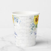 Elegante Sonnenblumenmauer Brick Floral Geburtstag Pappbecher (Rechts)