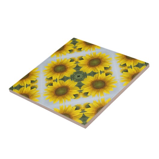 Elegante Sonnenblumenmosaik Muster Keramik Tile Fliese (Seite)