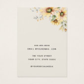 Elegante Sonnenblumenschmuckkarte (Rückseite)