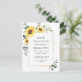 Elegante SonnenblumenWedding Save the Date QR Code Postkarte (Stehend Vorderseite)