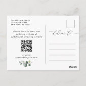 Elegante SonnenblumenWedding Save the Date QR Code Postkarte (Rückseite)