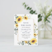 Elegante SonnenblumenWedding Save the Date QR Code Postkarte (Stehend Vorderseite)