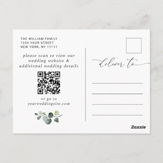Elegante SonnenblumenWedding Save the Date QR Code Postkarte (Rückseite)