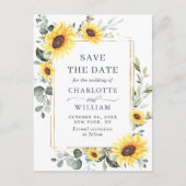 Elegante SonnenblumenWedding Save the Date QR Code Postkarte (Vorderseite)