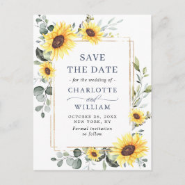 Elegante SonnenblumenWedding Save the Date QR Code Postkarte