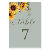 Elegante Sonnenblumenzettelkarte Tischnummer (Rückseite)