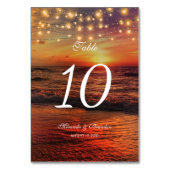 Elegante Sonnenuntergang Beach Lights Summer Weddi Tischnummer (Vorderseite)