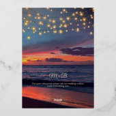 Elegante Sonnenuntergang Beach String Lights Somme Folieneinladung (Rückseite)