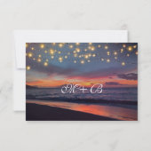 Elegante Sonnenuntergang Beach String Lights Somme RSVP Karte (Rückseite)