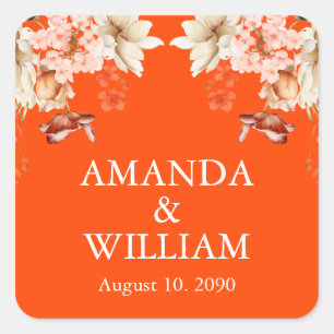 Elegante Sonnenuntergang-Blumenkleber Quadratischer Aufkleber