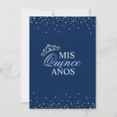 Elegante Spanisch Quinceañera Mis Quince Navy Blau Einladung (Rückseite)