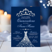 Elegante Spanisch Quinceañera Mis Quince Navy Blau Einladung