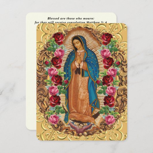 Elegante Spanische Beerdigungskarte für Guadalupe Mitteilungskarte (Vorne/Hinten)