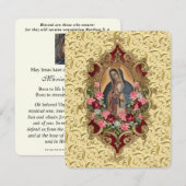 Elegante Spanische Beerdigungskarte für Guadalupe Mitteilungskarte (Vorne/Hinten)