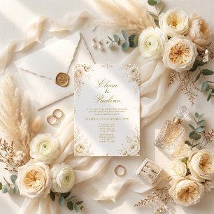 Elegante spanische Blumen Hochzeit in Elfenbein Einladung