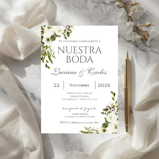Elegante spanische Hochzeit Einladung