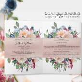 Elegante Spanische Rose Gold Quinceñera geklappt Einladung