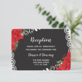 Elegante Spanische Rose & Spitzen (rot/schwarz) Begleitkarte (Stehend Vorderseite)