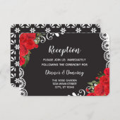 Elegante Spanische Rose & Spitzen (rot/schwarz) Begleitkarte (Vorne/Hinten)