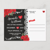 Elegante Spanische Rose und Spitzen Save the Date Ankündigungspostkarte (Rückseite)