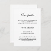 Elegante Spanish Bianco Y Negro Boda Details Begleitkarte (Vorne/Hinten)