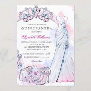 Elegante Sparkle Crystal Gown Quinceanera Einladun Einladung