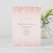 Elegante Sparkling Blush Geburtstag Einladung (Stehend Vorderseite)
