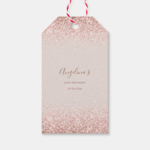 Elegante Sparkling Blush Geburtstag Geschenkanhänger