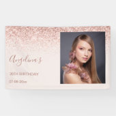 Elegante Sparkling Blush Geburtstag | Ihr Foto Banner (Horizontal)