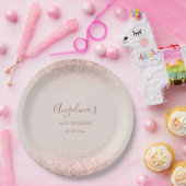 Elegante Sparkling Blush Geburtstag Pappteller (Party)