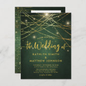 Elegante Sparkling Gold String Lights Hochzeit Einladungspostkarte (Vorne/Hinten)