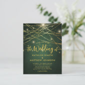 Elegante Sparkling Gold String Lights Hochzeit Einladungspostkarte (Stehend Vorderseite)