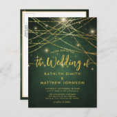 Elegante Sparkling Gold String Lights Hochzeit Einladungspostkarte (Vorne/Hinten)