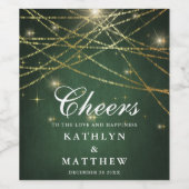 Elegante Sparkling Gold String Lights Hochzeit Weinetikett (Einzelnes Label)