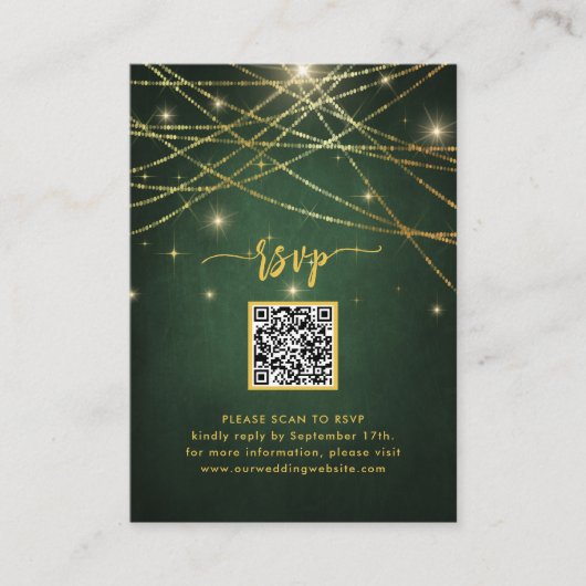 Elegante Sparkling Gold String Lights QR Code UAWG Begleitkarte (Vorderseite)