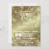 Elegante Sparkling Gold-Tone Geburtstagsparty Einladung (Vorderseite)